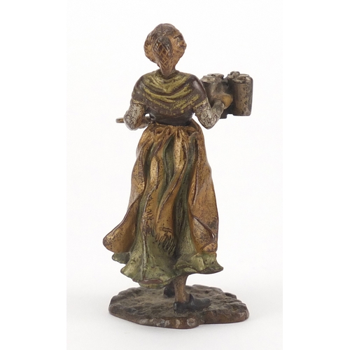 1 - Franz Bergmann cold painted bronze of a female serving coffee, impressed marks and numbered 7294 to ... 