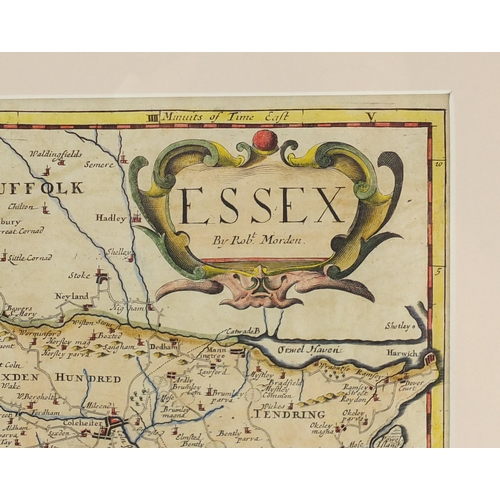 270 - Set of four 18th century hand coloured maps by Robert Morden comprising Sussex, Surrey Berkshire and... 