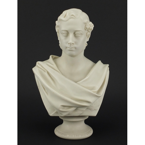 685 - Victorian Copeland Parian bust of Edward Prince of Wales after Marshall Wood, impressed marks, 31cm ... 