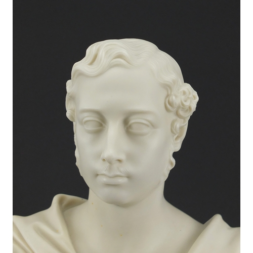 685 - Victorian Copeland Parian bust of Edward Prince of Wales after Marshall Wood, impressed marks, 31cm ... 