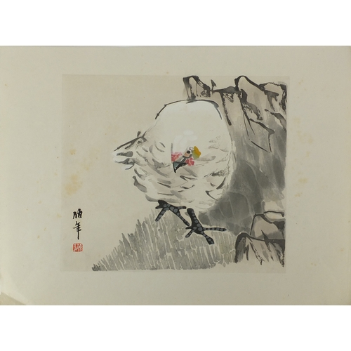 588a - Set of eight Chinese watercolours and one other, depicting flowers and birds, each with script and r... 