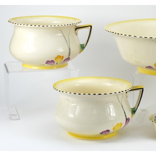 2304 - Art Deco bathroom set hand painted with flowers, by Burleigh Ware including a jug with basin and two... 