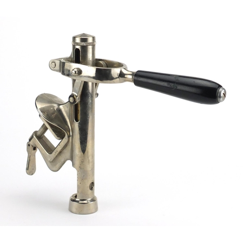 2784 - Rapid chrome bar corkscrew with ebonised handle, 50cm in length