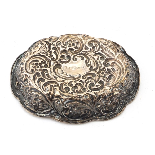 2843 - Victorian silver bon bon dish, profusely embossed with flowers by Henry Matthews Birmingham 1876, 14... 