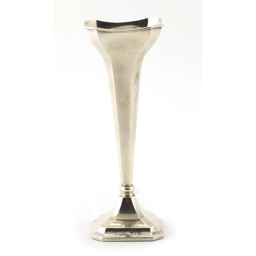 2850 - Art Nouveau style silver bud vase of tapering form, by Clark & Sewell Chester 1923, 15cm high, appro... 