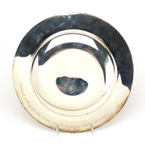 2836 - Modern circular silver bowl, London hallmarks, 20.5cm in diameter, approximate weight 438.0g