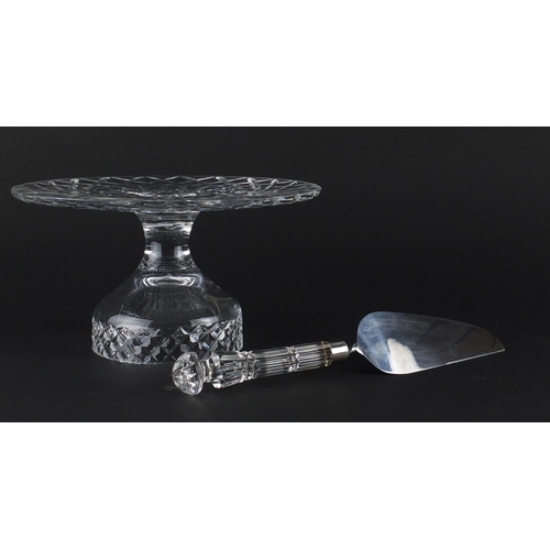 2473 - Waterford Crystal Lismore footed cake plate and server, the cake plate 13.5cm high x 25cm in diamete... 