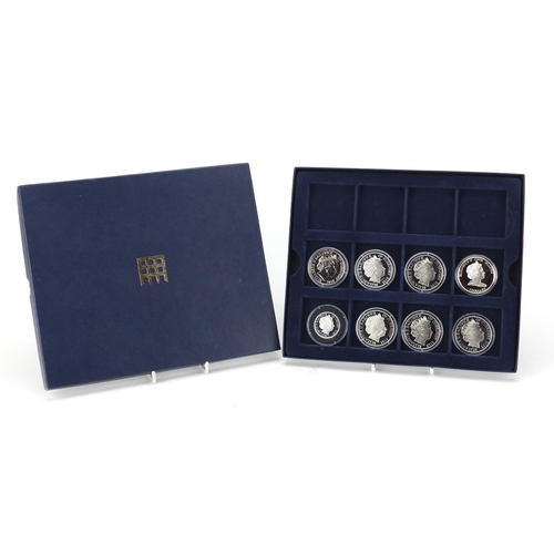 2796 - Seven silver proof Battle of Britain five pound coins and a two pound example