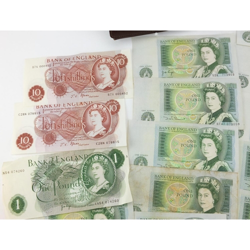 2819 - British bank notes comprising ten shillings and one pound notes, various cashiers