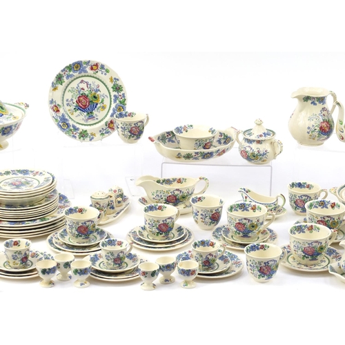 2489 - Masons Strathmore tea and dinnerware including coffee pots, teapot, lidded tureens and cups and sauc... 