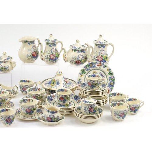 2489 - Masons Strathmore tea and dinnerware including coffee pots, teapot, lidded tureens and cups and sauc... 