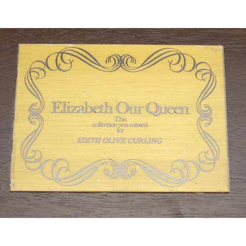 2835 - Elizabeth Our Queen silver ingot collection, minted for Edith Olive Curling by John Pinches, housed ... 