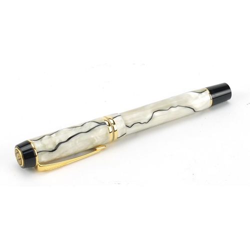 2714 - Unused Parker Duofold marbleised fountain pen, with 18k gold nib, case and box