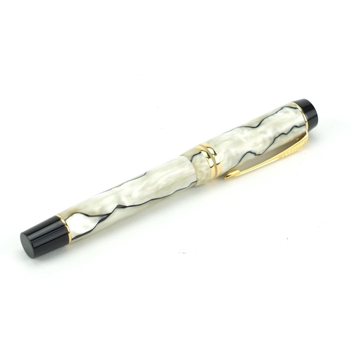 2714 - Unused Parker Duofold marbleised fountain pen, with 18k gold nib, case and box