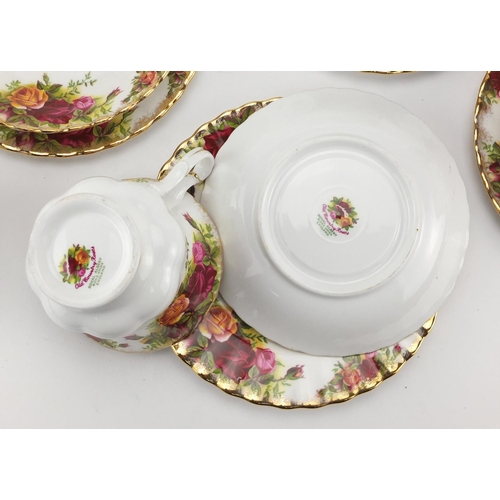 2300 - Royal Albert Old Country Rose six place tea set, with teapot and cake plate