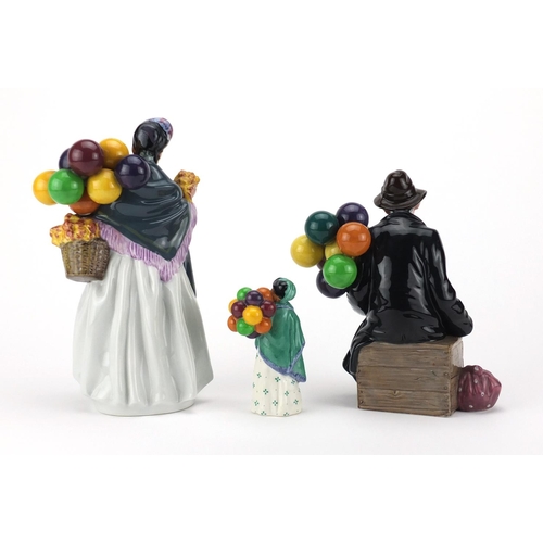 2470 - Three Royal Doulton figures Biddy Penny Farthing HN1843, The Balloon Man HN1954 and The Balloon Sell... 