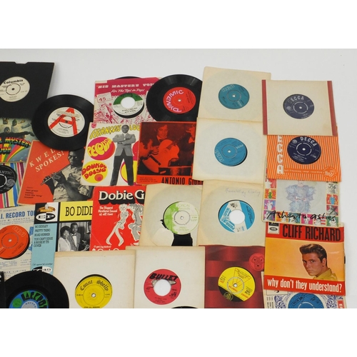 2689 - 45 RPM's vinyl including Otis Redding, The Drifters, The Beatles, John Lee Hooker and Buddy Holly