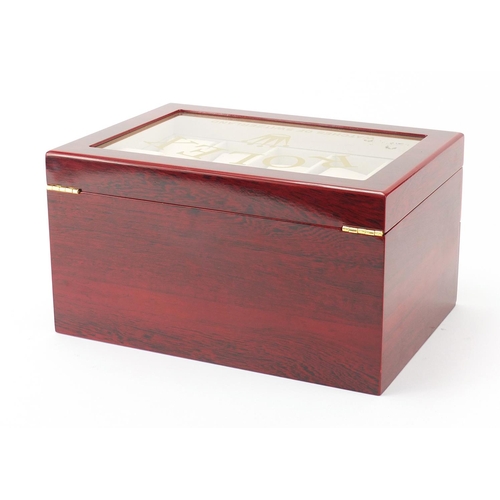 2211 - Rolex cherry wood dealers display watch box with base drawer, 16cm H x 29cm W x 20.5cm D