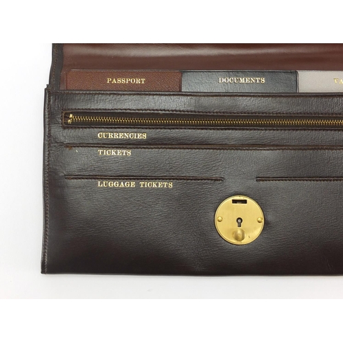 2704 - Asprey brown leather organiser, 28cm wide