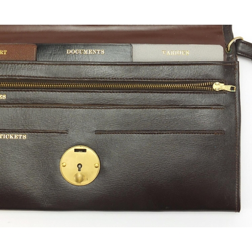 2704 - Asprey brown leather organiser, 28cm wide
