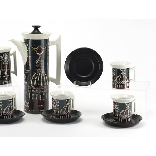 2487 - Portmeirion Magic City six place coffee service, designed by Susan Williams-Ellis, the coffee pot 30... 