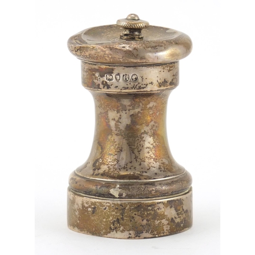 2851 - Victorian silver pepper mill by R & S Garrard & Co , London1882, 8.5cm high, approximate weight 193.... 