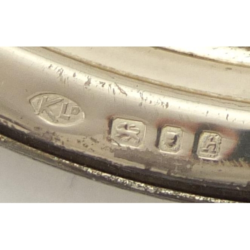 2856 - Circular silver Kigu engine turned compact, hallmarked London 1963, 8cm in diameter, approximate wei... 