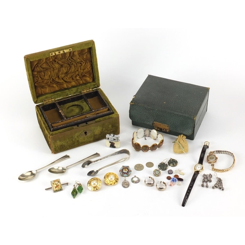3067 - Antique and later jewellery including a ladies 9ct gold wristwatch, micro mosaic brooches and silver... 