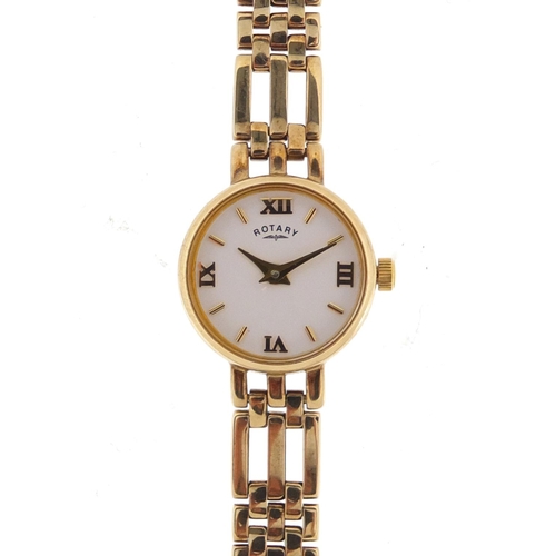3022 - Ladies 9ct gold Rotary wristwatch with box, 1.6cm in diameter, approximate weight 16.0g