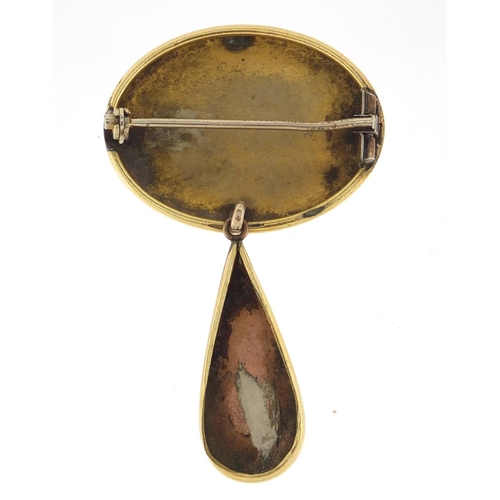 2931 - Victorian gilt metal and black enamel brooch, 5.5cm in length, approximate weight 8.4g