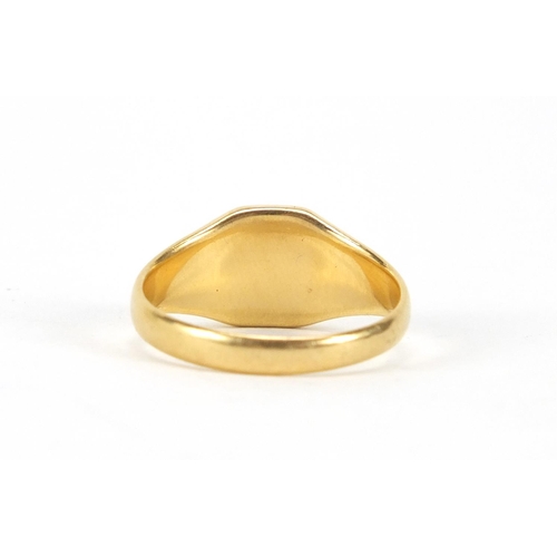 2884 - 18ct gold signet ring, size S, approximate weight 7.4g