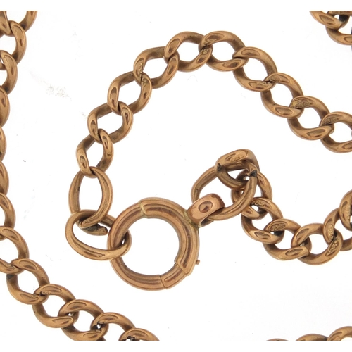 2920 - 9ct gold watch chain necklace, 40cm, in length, approximate weight 21.5g