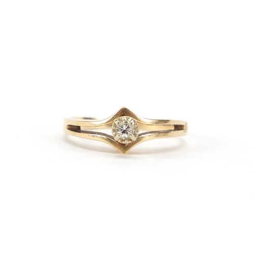 2930 - 10ct gold diamond solitaire ring, size P, approximate weight 3.0g