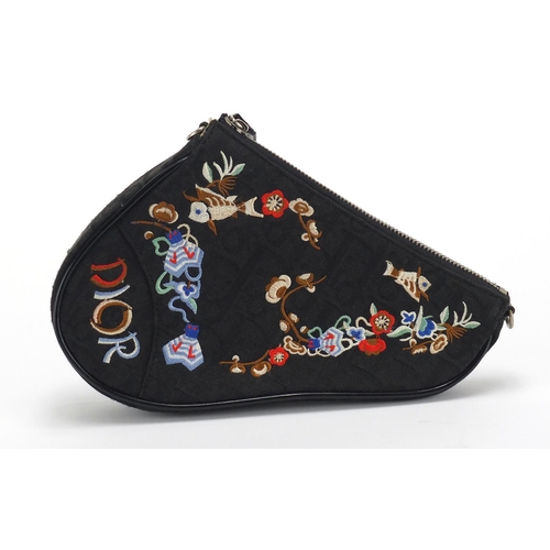 2702 - Vintage Christian Dior embroidered saddle bag, 23cm wide