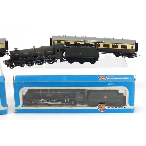 2642 - Airfix OO gauge model railway comprising three locomotives, Royal Scott, Royal Scots Fusilier and Ca... 