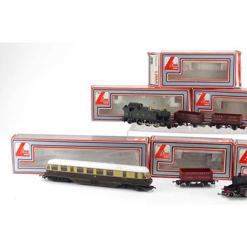 2641 - Lima OO gauge model railway comprising two locomotives, one railcar and three advertising wagons