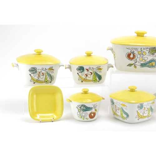 2356 - Swedish porcelain Granada ovenware by Rorstrand including handled serving dishes with covers