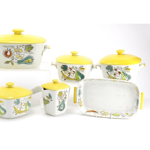 2356 - Swedish porcelain Granada ovenware by Rorstrand including handled serving dishes with covers