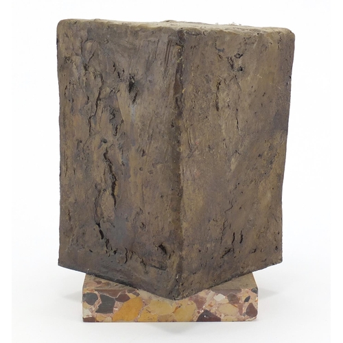 2481 - Modernist bronzed study of nude figures raised on square marble base, 25.5cm high