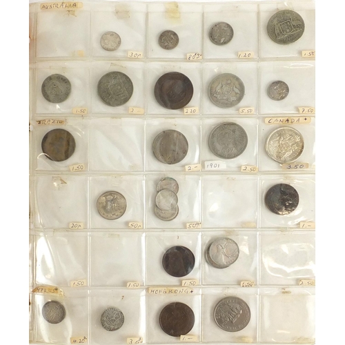 2808 - 19th century and later World coinage arranged in an album, some silver including America and France