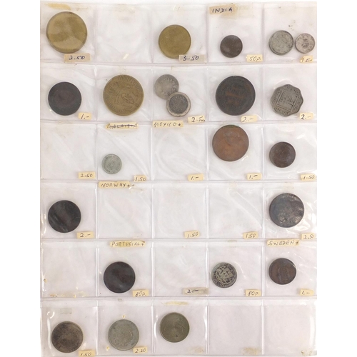 2808 - 19th century and later World coinage arranged in an album, some silver including America and France