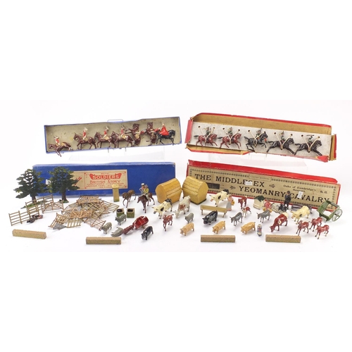 2645 - Hand painted lead farmyard animals and soldiers including Soldiers of the British Army and The Middl... 