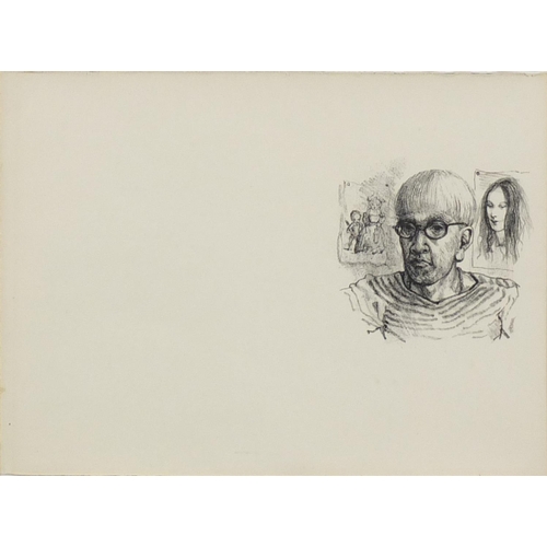 2113 - ** DESCRIPTION AMENDED 7/5 ** Attributed to Leonard Tsuguharu Foujita - Self portrait, lithograph, m... 