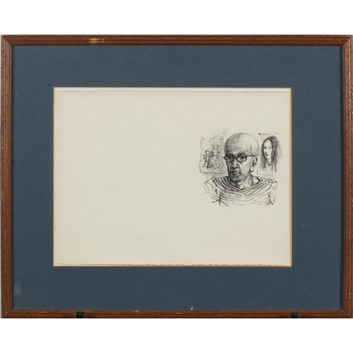 2113 - ** DESCRIPTION AMENDED 7/5 ** Attributed to Leonard Tsuguharu Foujita - Self portrait, lithograph, m... 