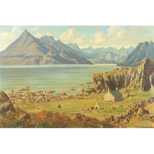 2323 - Scottish Loch scene, oil on board, bearing a signature Cecil McGuire, mounted and framed, 90cm x 60c... 