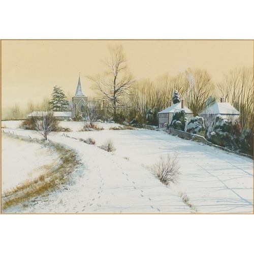 2159 - Paul Evans - Winter time, Alfriston, watercolour, mounted and framed, 45cm x 31.5cm