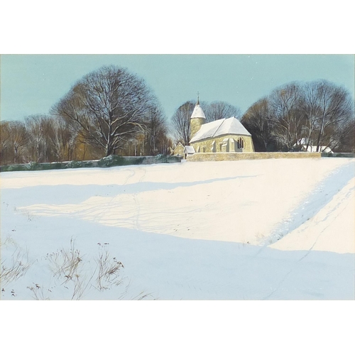 2051 - Paul Evans - South Ease Church, watercolour, mounted and framed, 45cm x 32cm