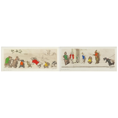 2399 - Boris O'Klein - Comical dogs, pair of pencil signed prints in colour, framed, each 48cm x 20cm
