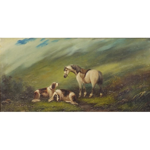 2375 - M Dickson - Horses and dogs in landscapes, pair of Victorian oil on canvases, mounted and framed, ea... 