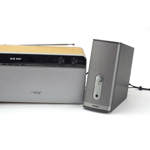 2313 - Pair of Bose series II speakers, pair of Bowers & Wilkins headphones and a Sony DAB radio